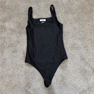 Aritzia Babaton black shiny contour bodysuit